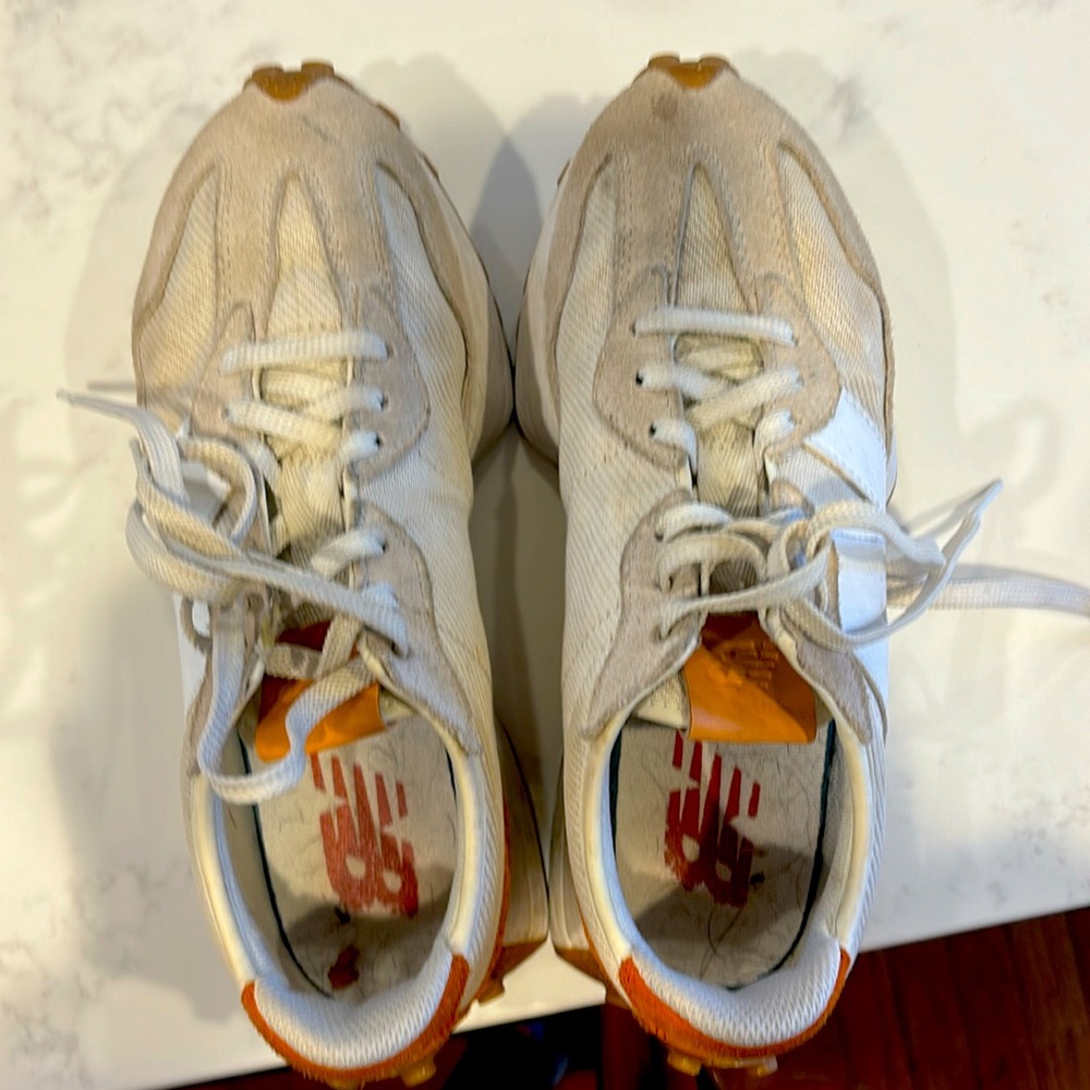 Women's White and Orange Sneakers